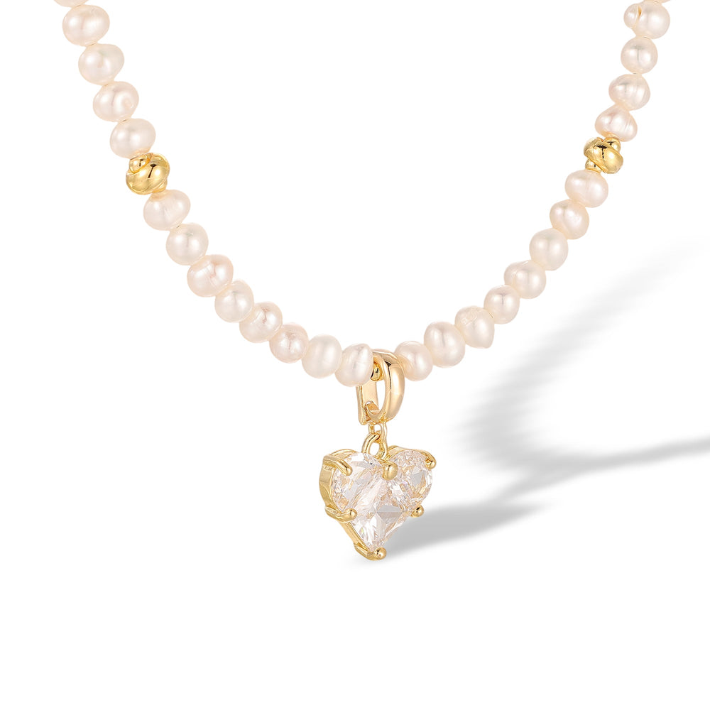 Samantha White Heart Pearl Necklace