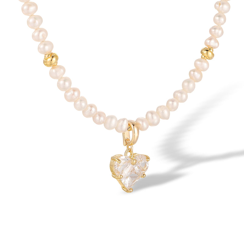 Samantha White Heart Pearl Necklace