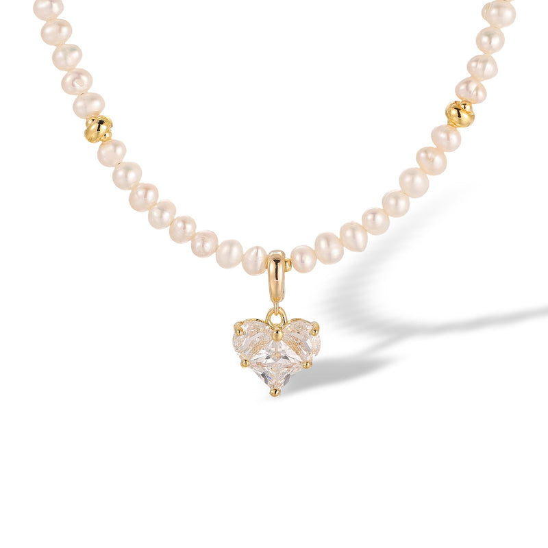 Samantha White Heart Pearl Necklace
