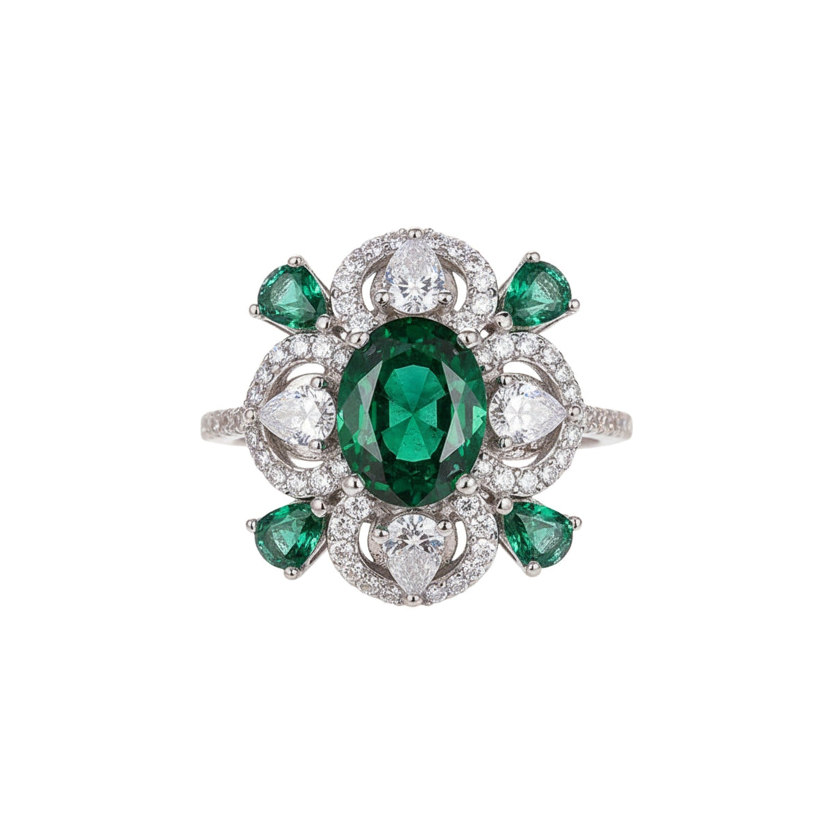 Samina Green Floral Ring