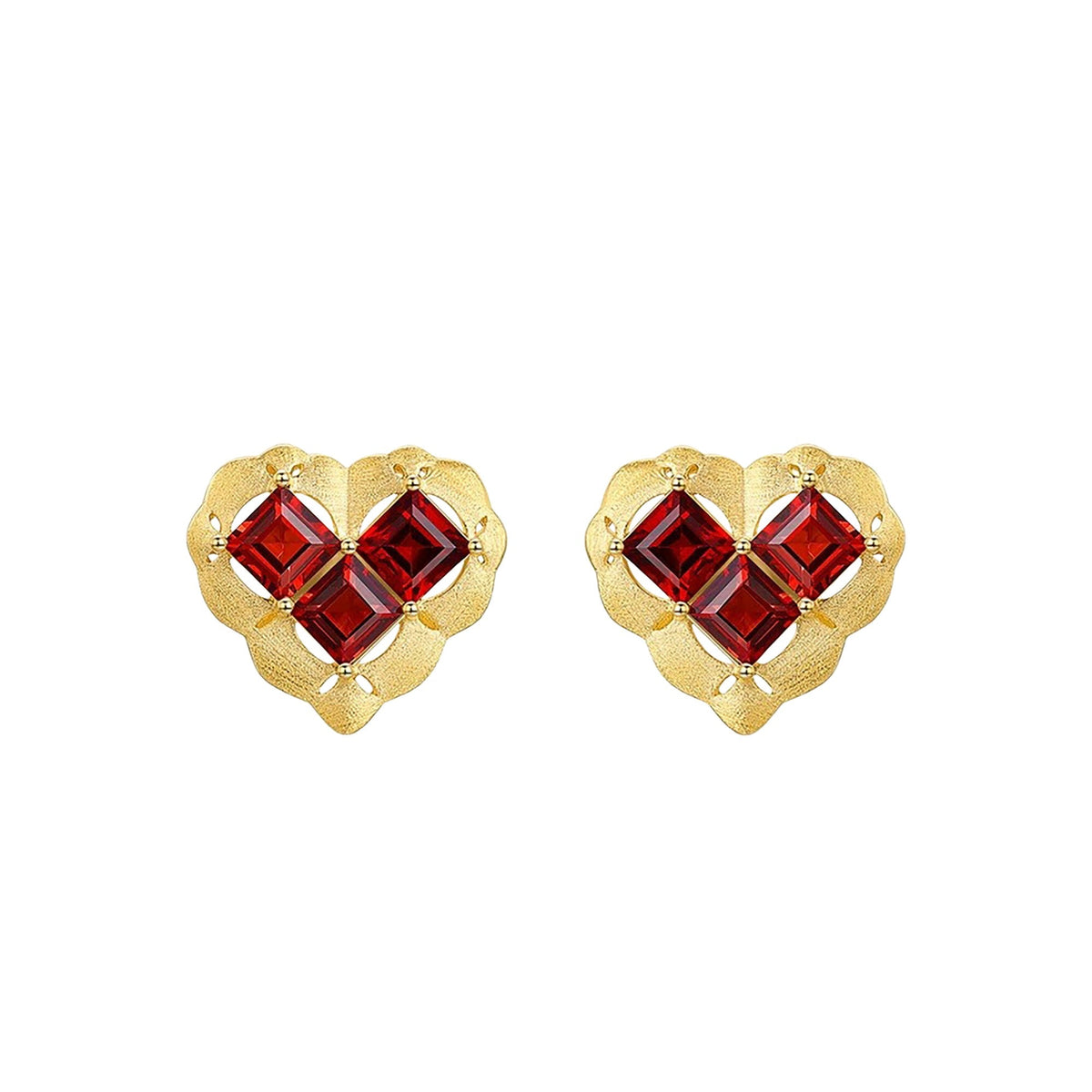 Sandra Red Heart Stud Earrings