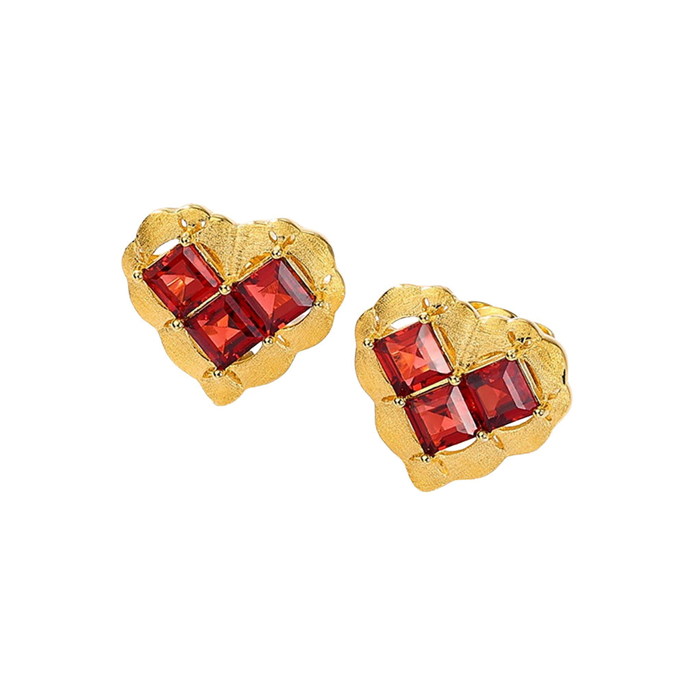 Sandra Red Heart Stud Earrings