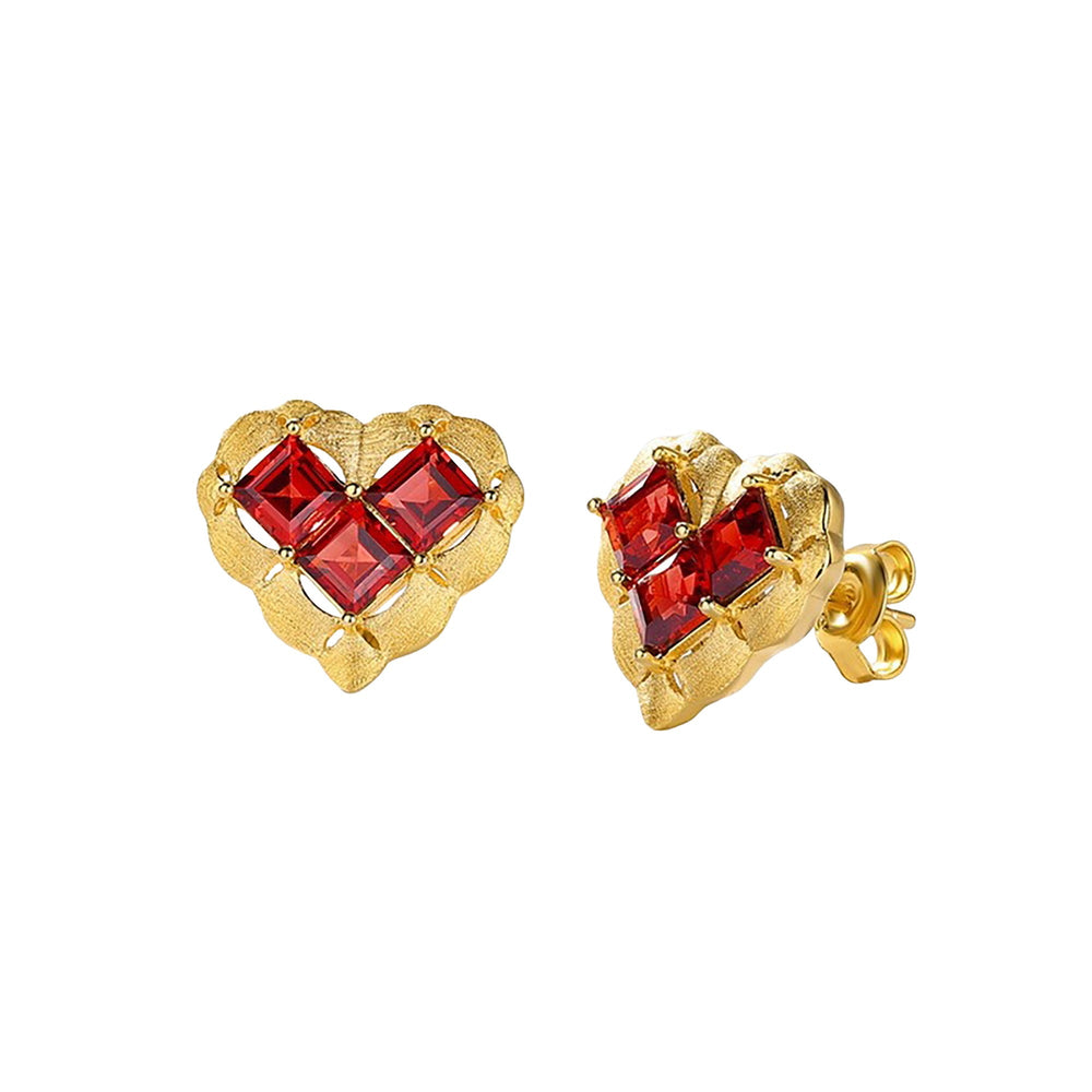 Sandra Red Heart Stud Earrings