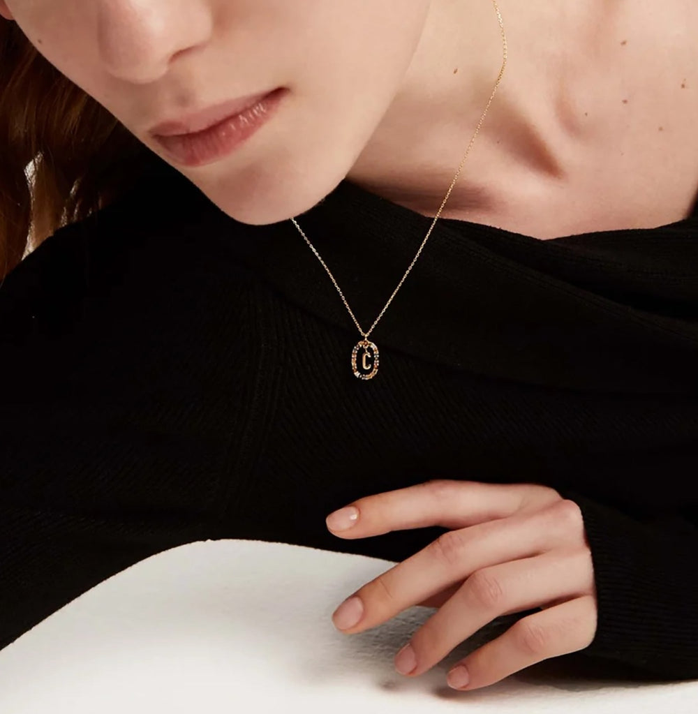 Sandrine Multicolor Initial Letter Necklace