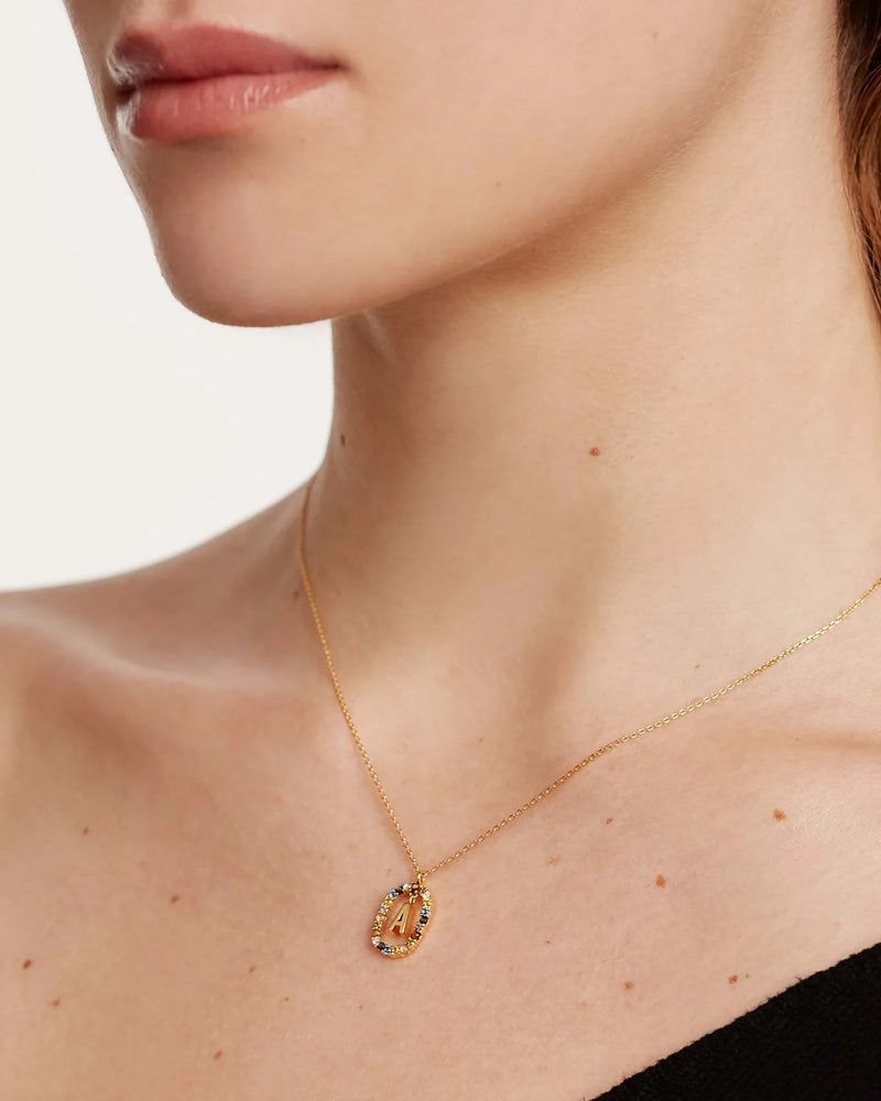 Sandrine Multicolor Initial Letter Necklace