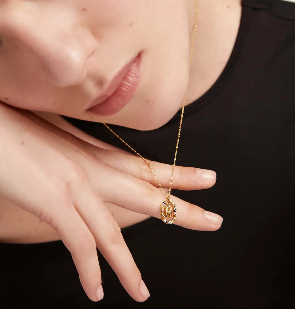 Sandrine Multicolor Initial Letter Necklace