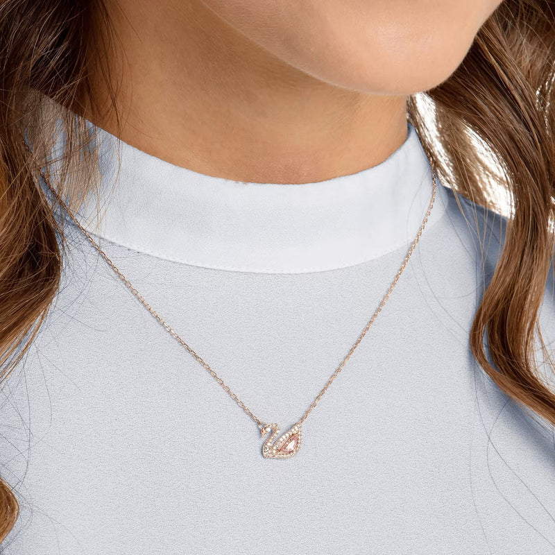 Serena 14K Rose Gold Pink Swan Necklace