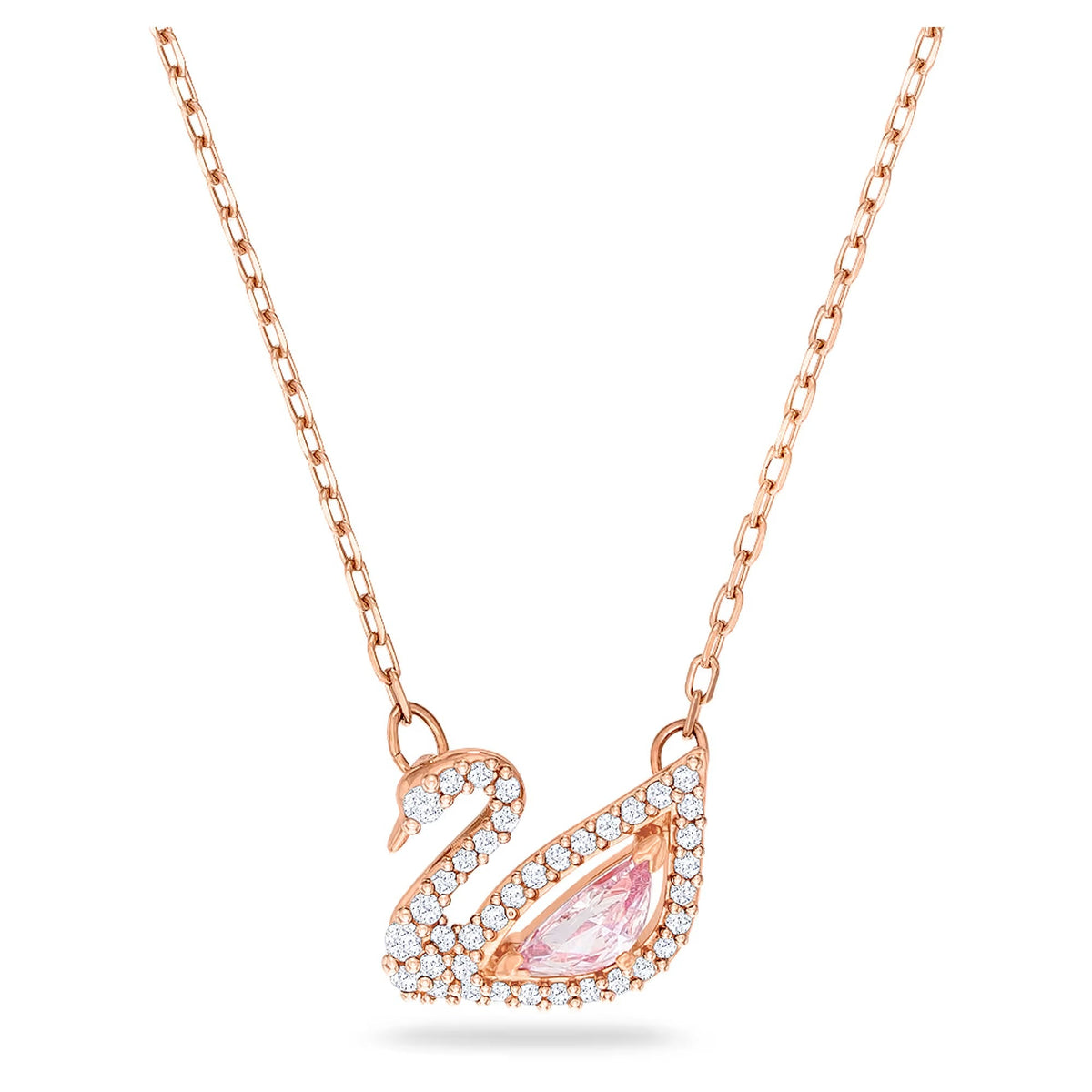 Serena 14K Rose Gold Pink Swan Necklace
