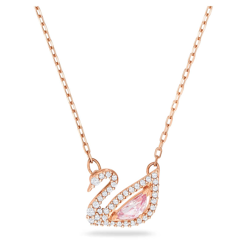 Serena 14K Rose Gold Pink Swan Necklace