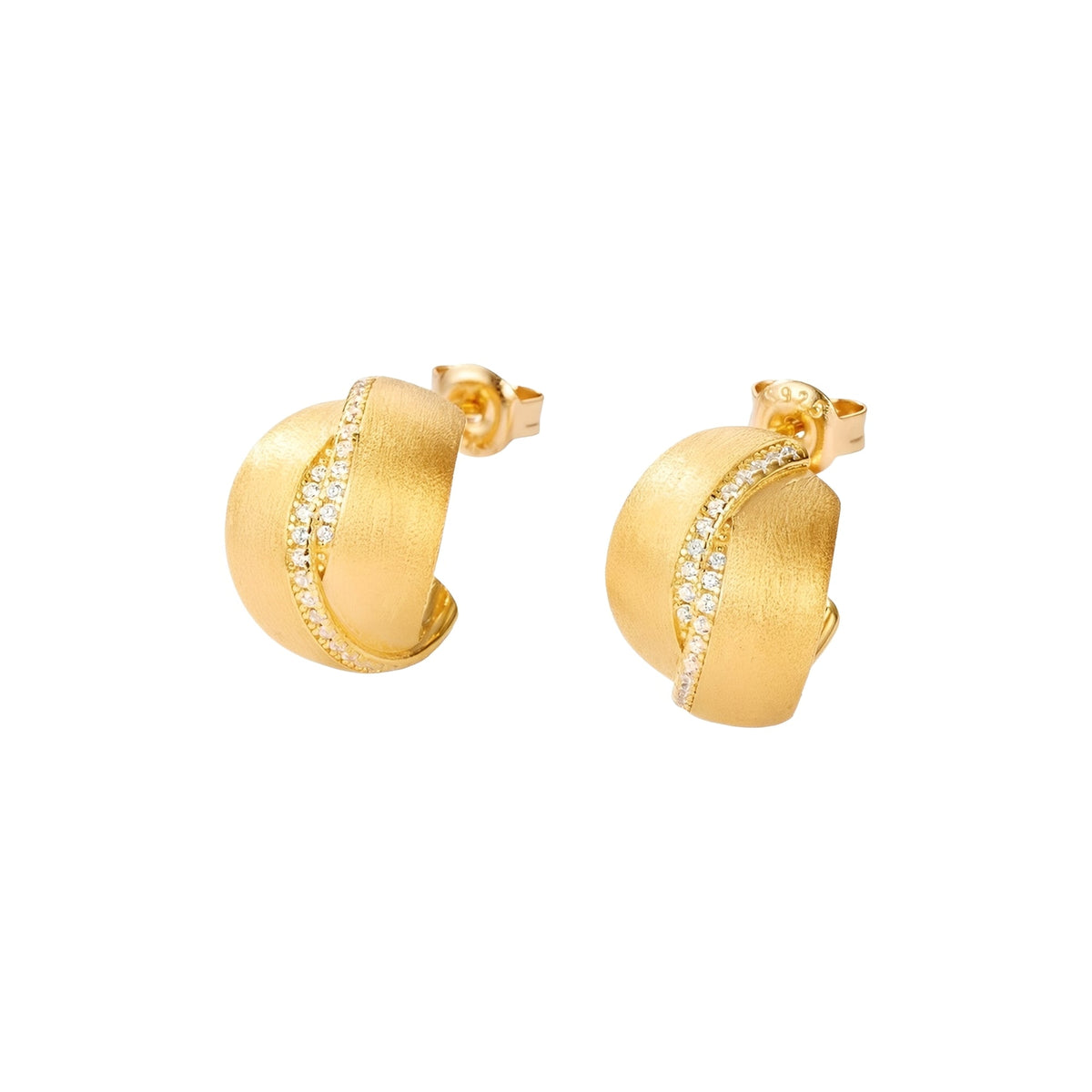 Sigrid 14K Gold Curved Pillow Stud Earrings