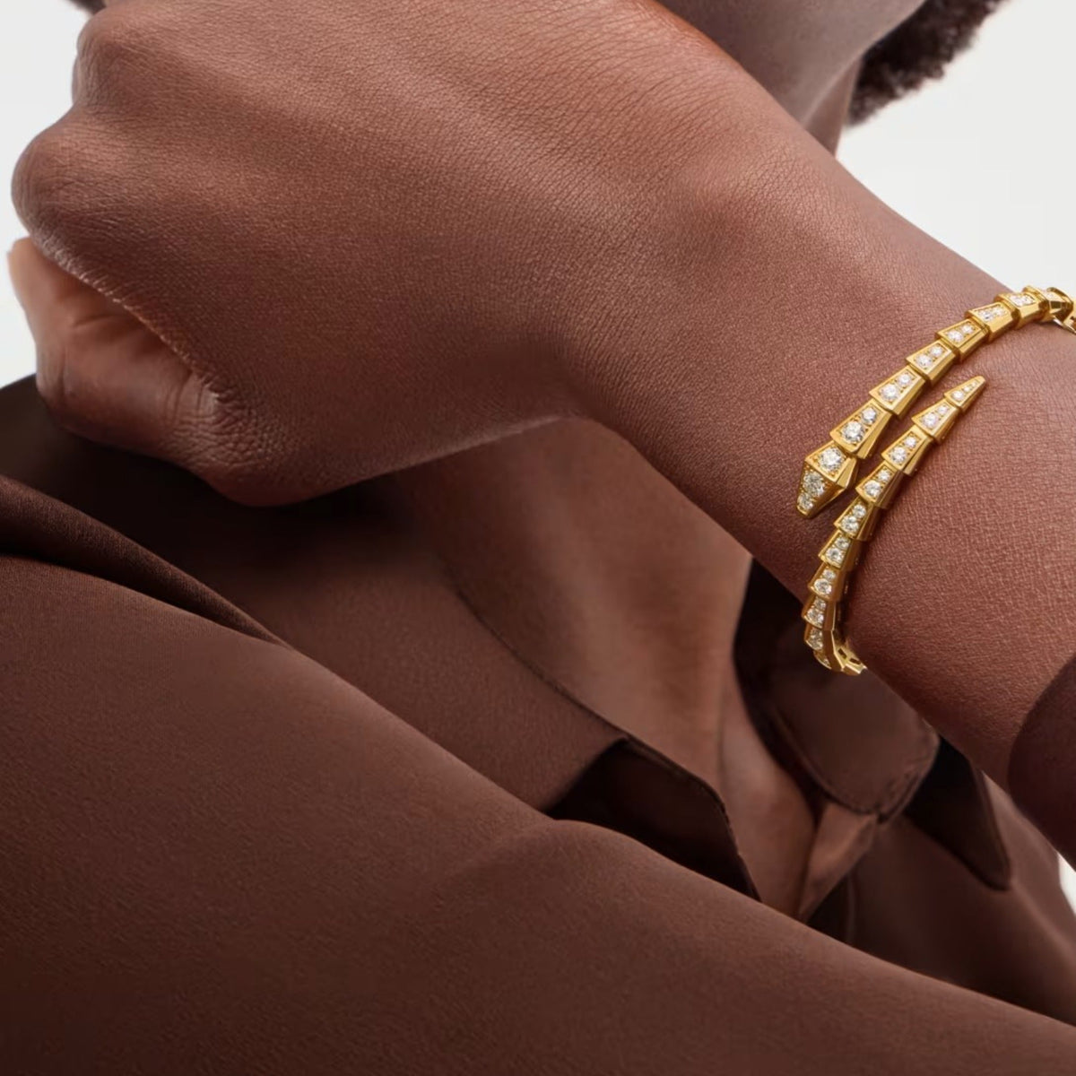 Stefanie 14K Gold Snake Open Bangle