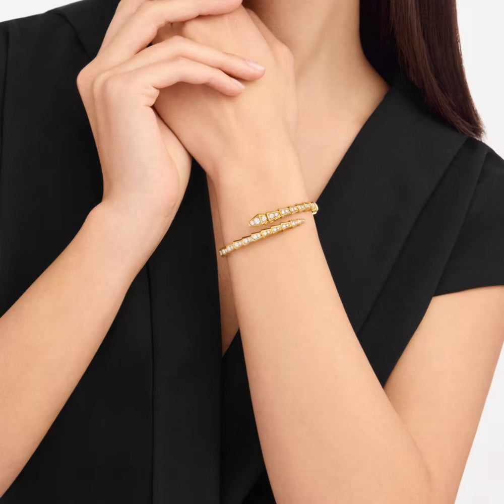 Stefanie 14K Gold Snake Open Bangle