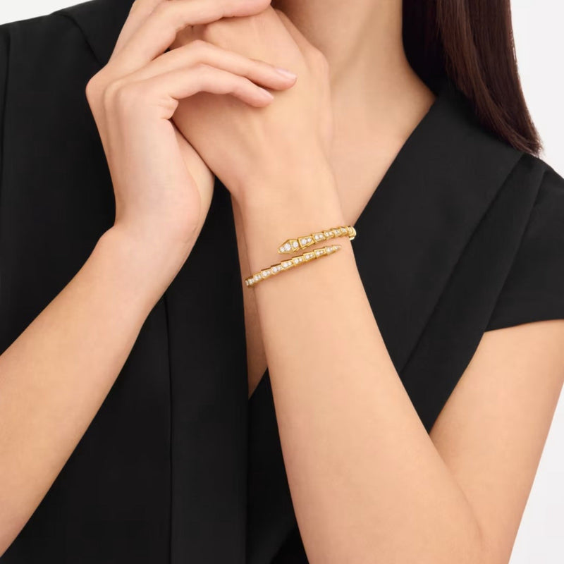 Stefanie 14K Gold Snake Open Bangle