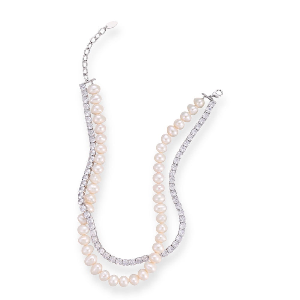 Sunwina White Pearl Double Layer Choker Necklace
