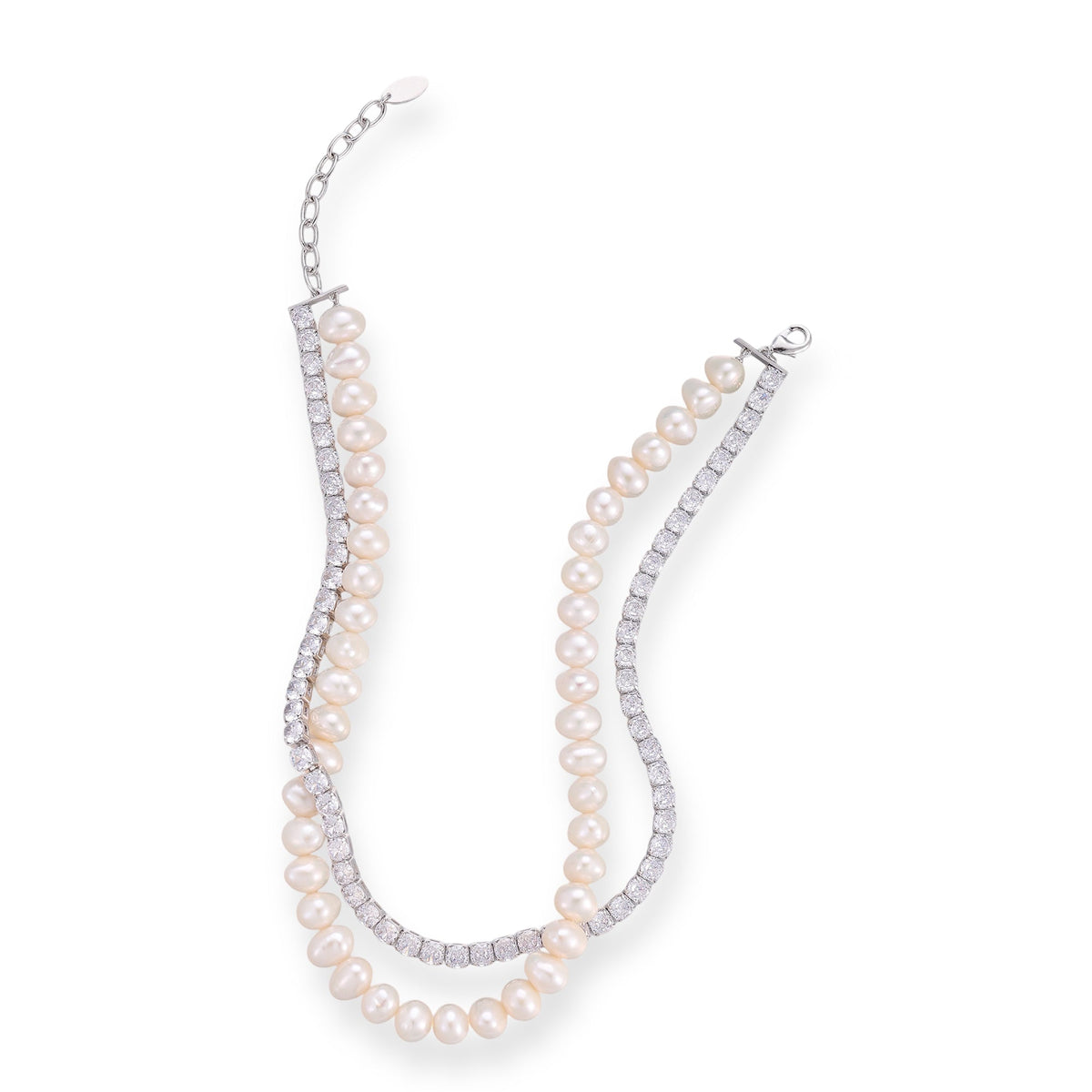 Sunwina White Pearl Double Layer Choker Necklace