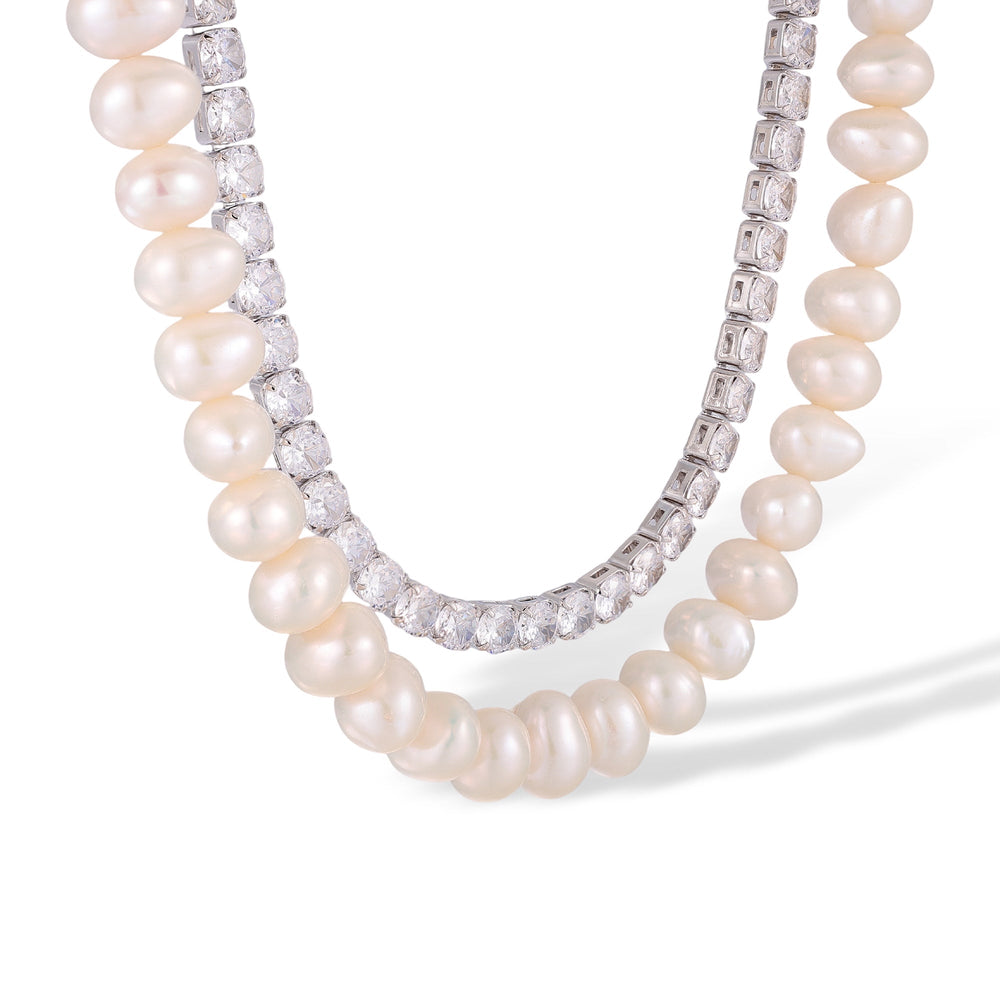 Sunwina White Pearl Double Layer Choker Necklace