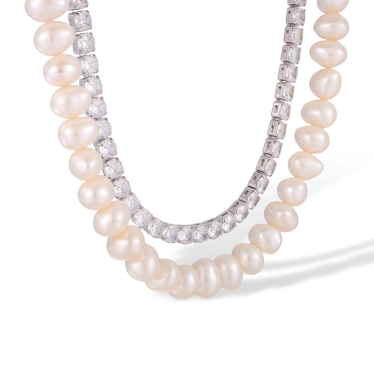 Sunwina White Pearl Double Layer Choker Necklace