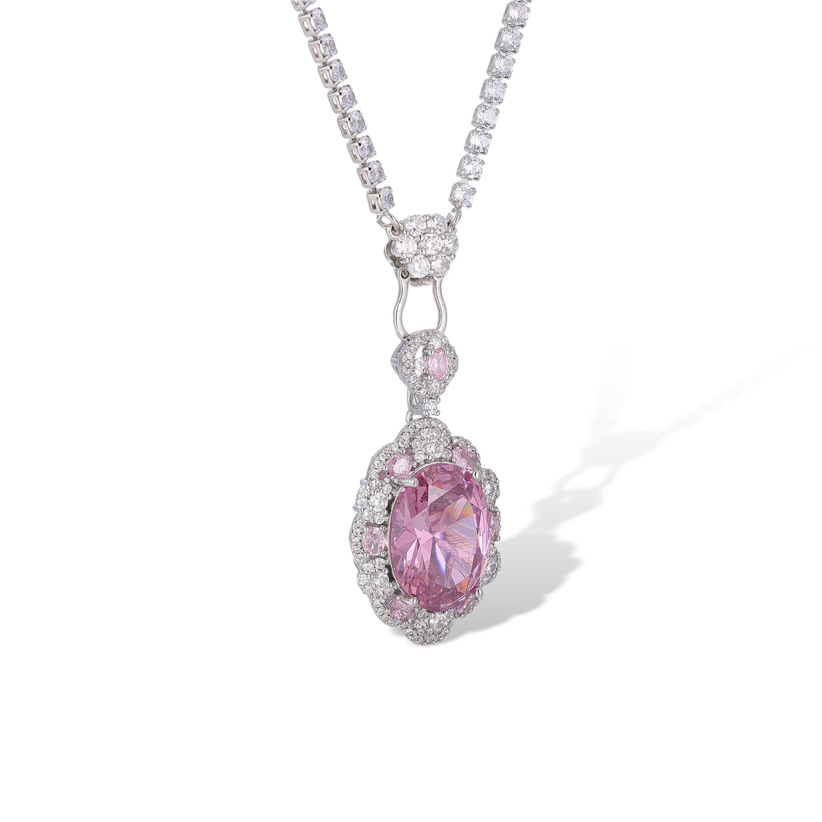 Susanne Pink Oval Pendant Necklace