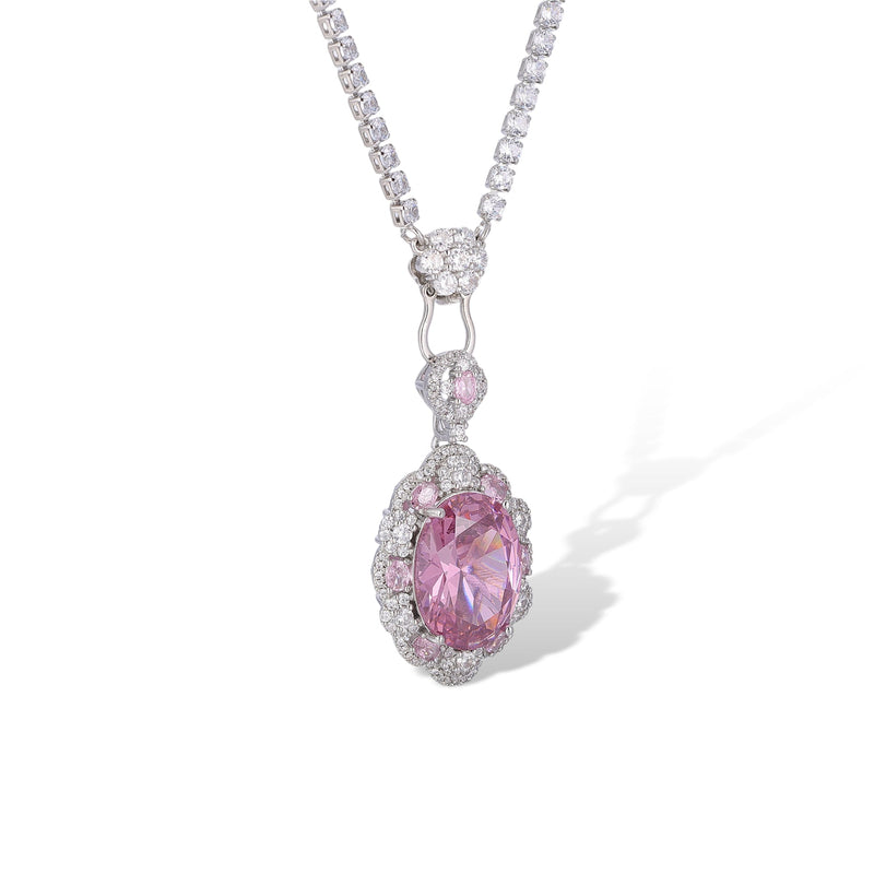 Susanne Pink Oval Pendant Necklace