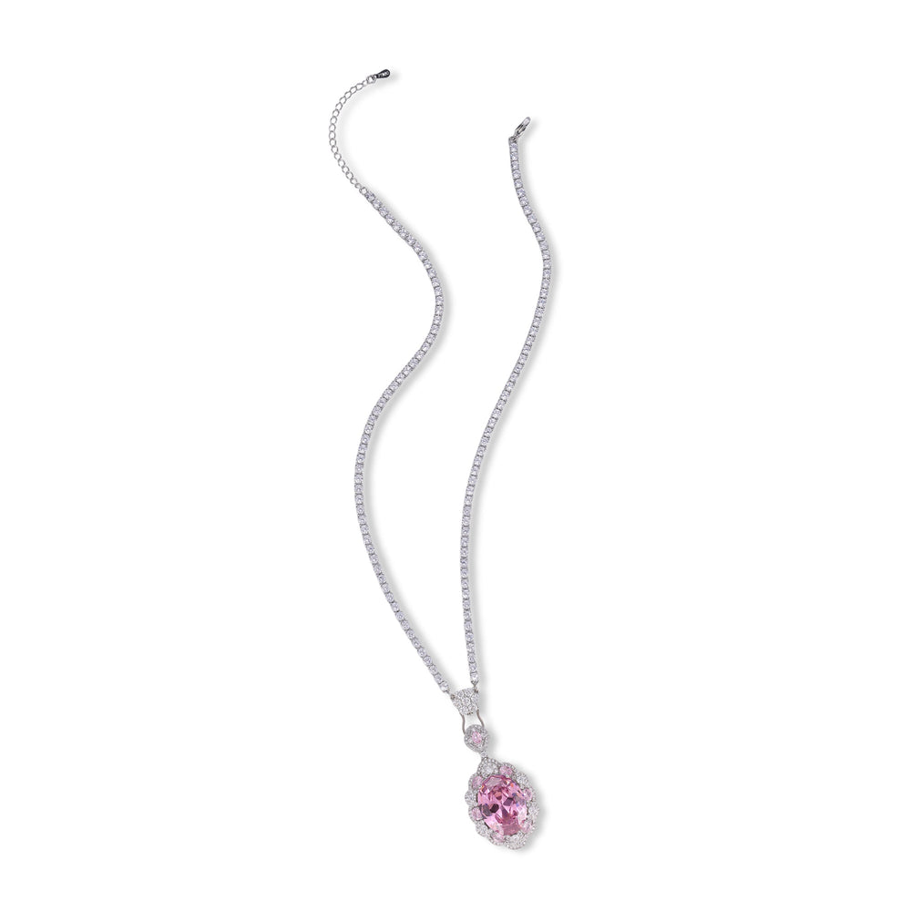 Susanne Pink Oval Pendant Necklace