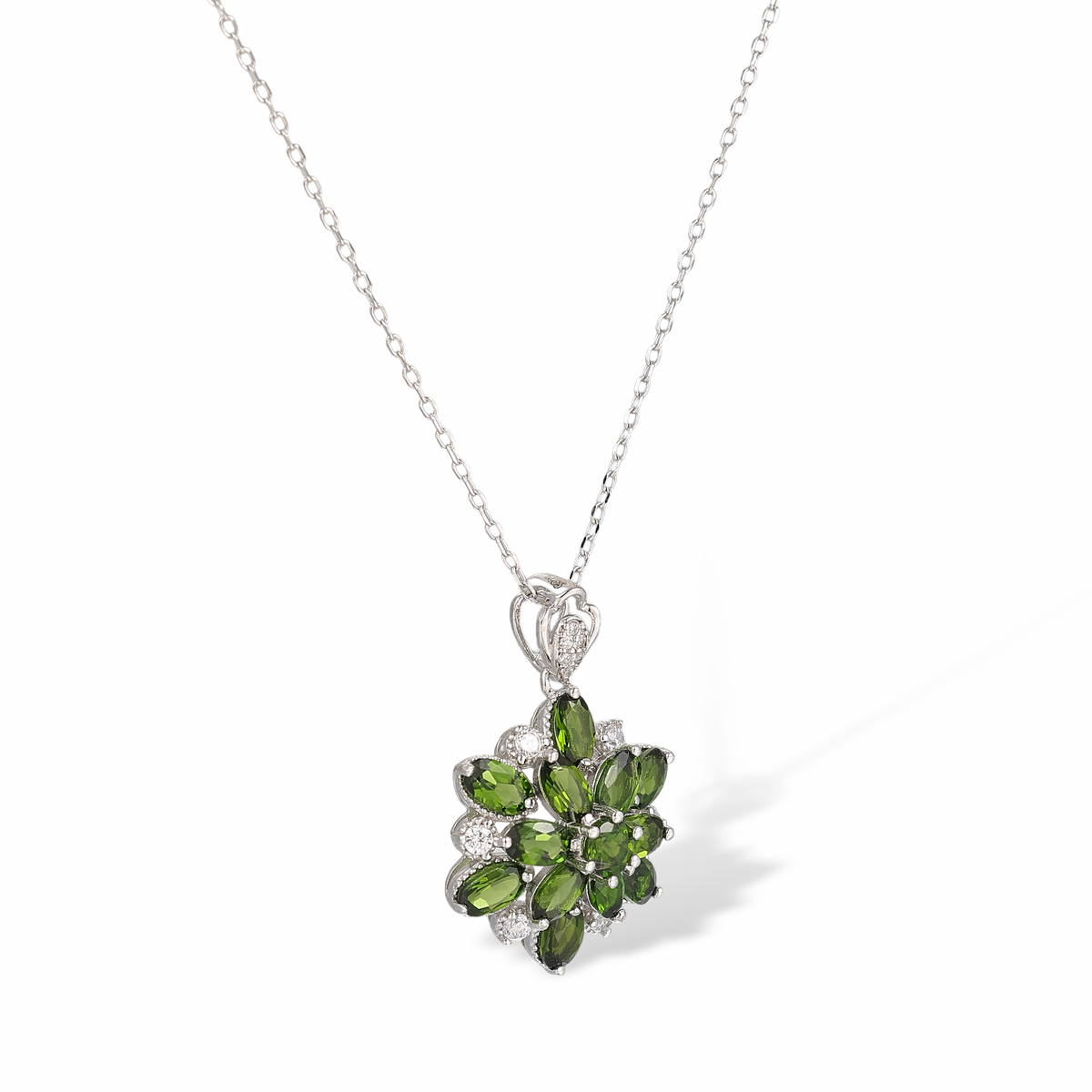 Sylvestre Green Floral Pendent Necklace