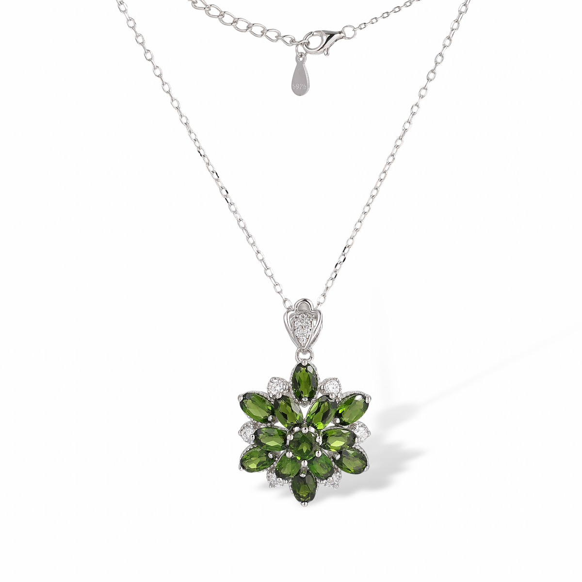 Sylvestre Green Floral Pendent Necklace