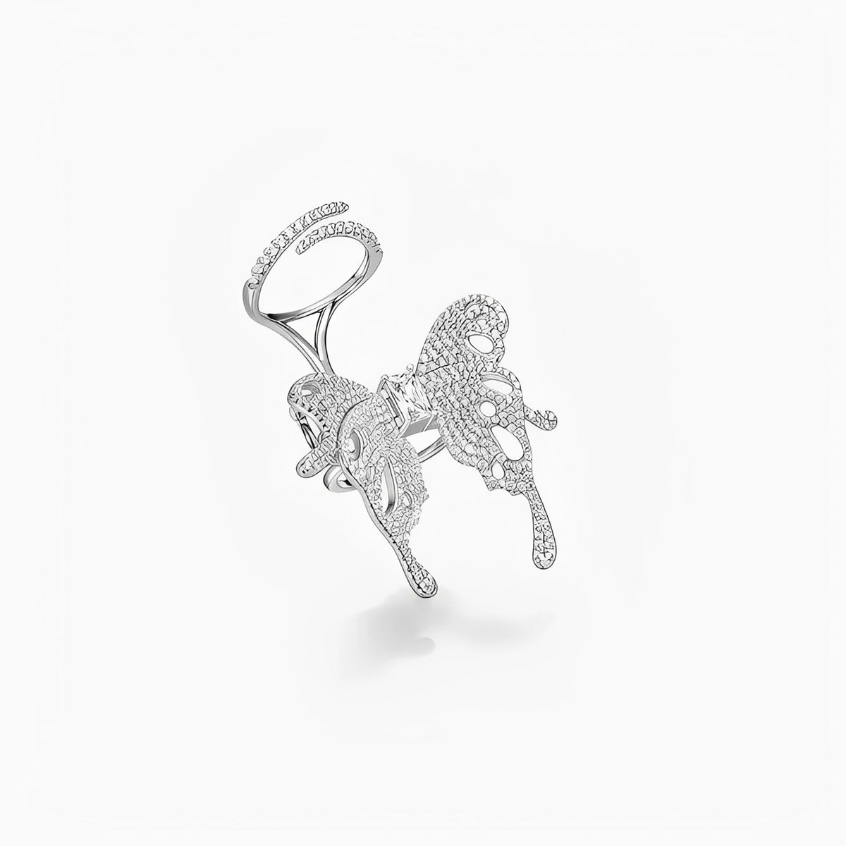Tacheté White Butterfly Open Ring