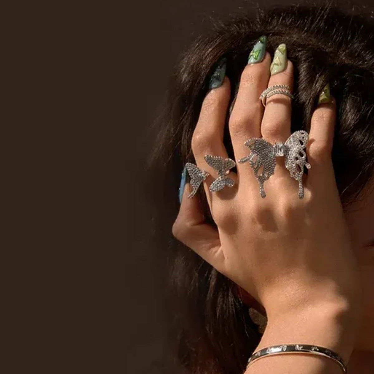 Tacheté White Butterfly Open Ring