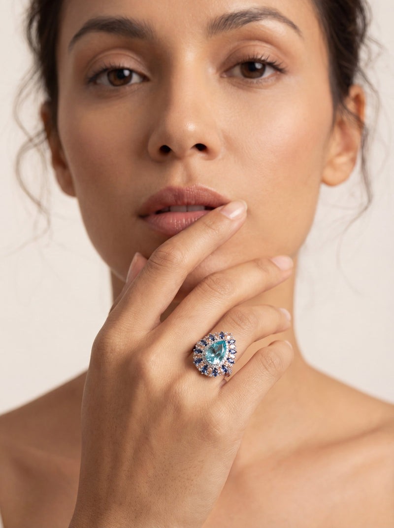 Tamara Multicolor Teardrop Open Ring