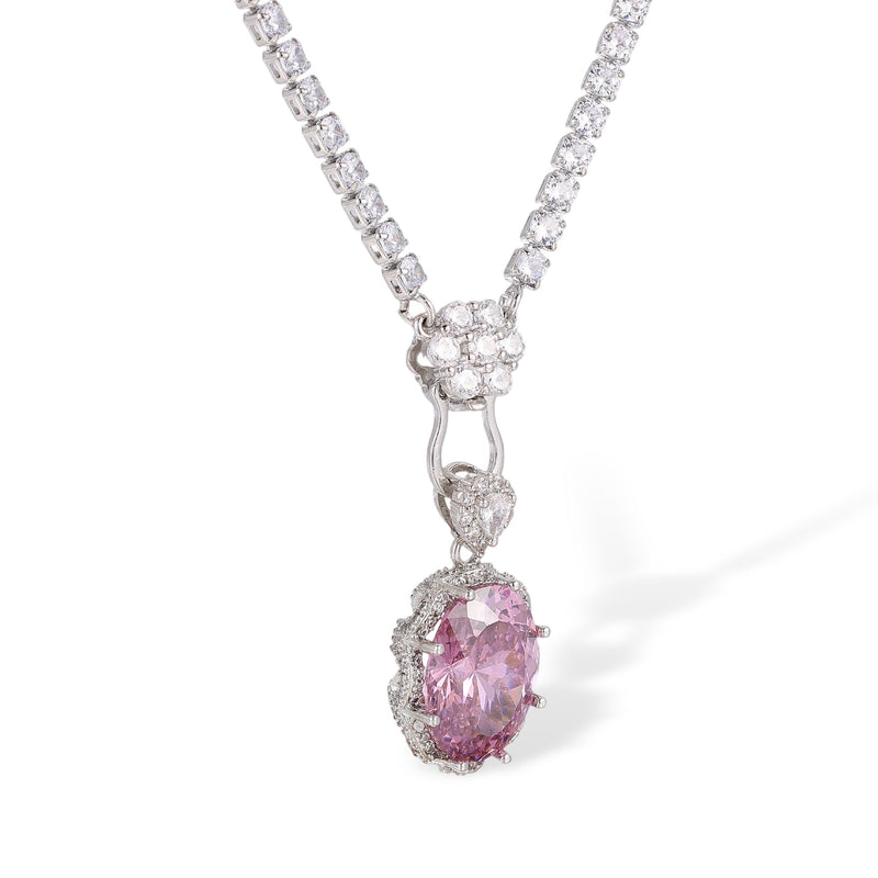 Theodlind Pink Oval Necklace