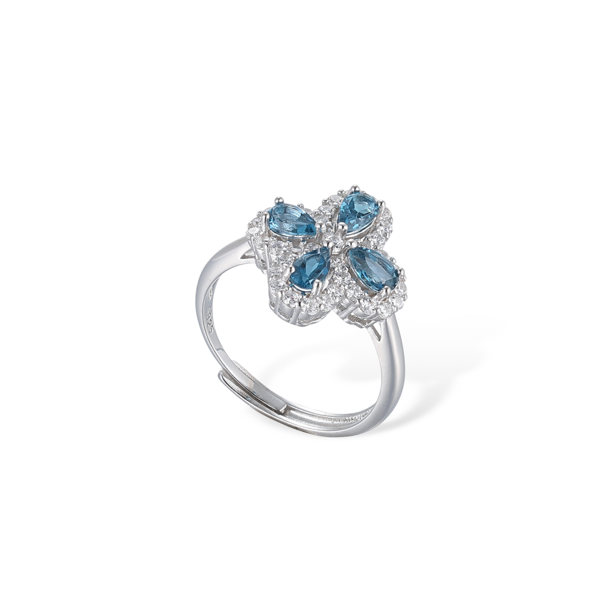 Trèfle Blue Topaz Open Ring