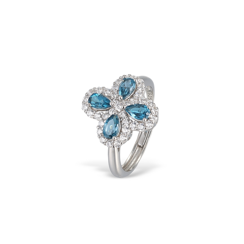 Trèfle Blue Topaz Open Ring