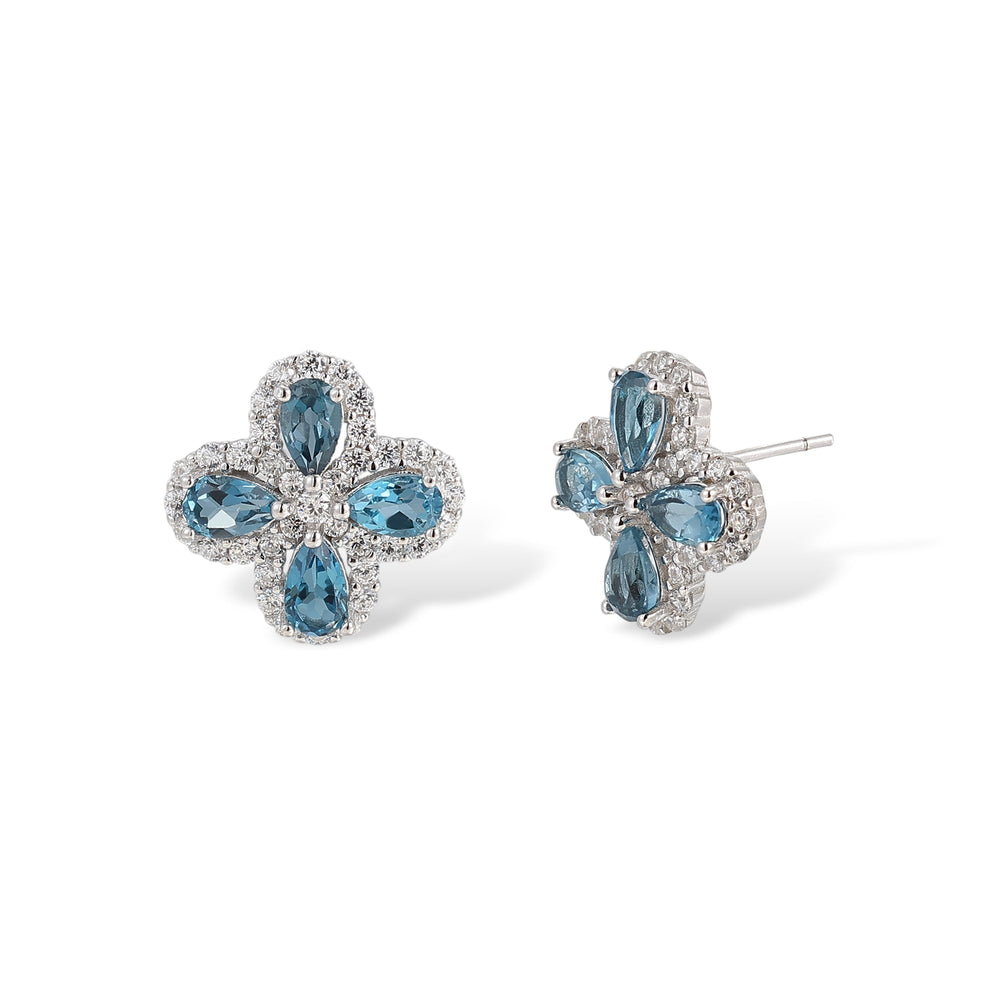 Trèfle Blue Topaz Stud Earrrings