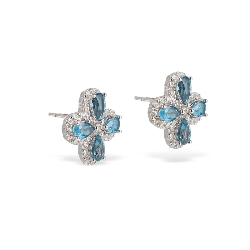 Trèfle Blue Topaz Stud Earrrings