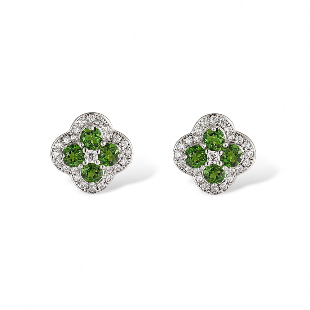 Trèfle Green Diopside Stud Earrrings