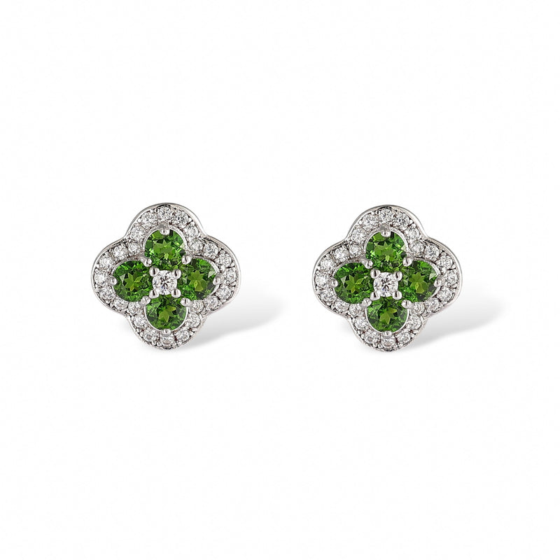 Trèfle Green Diopside Stud Earrrings