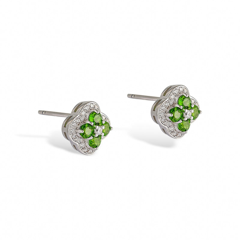 Trèfle Green Diopside Stud Earrrings