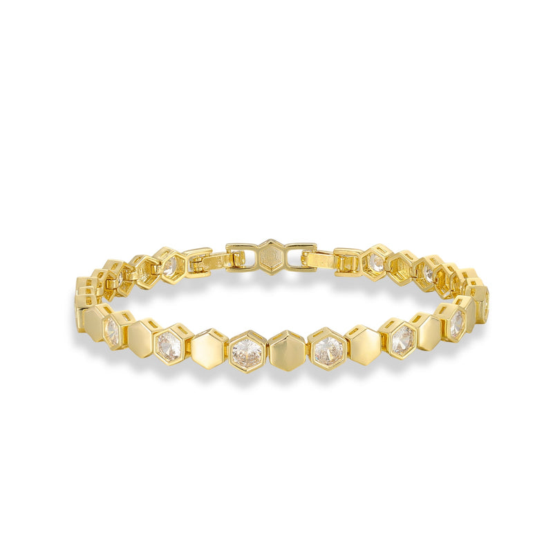 Trudi 14K Gold Hexagonal Tennis Bracelet