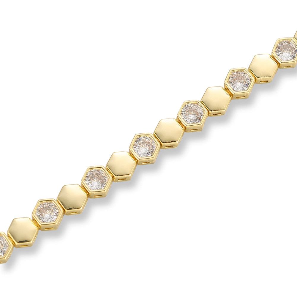 Trudi 14K Gold Hexagonal Tennis Bracelet