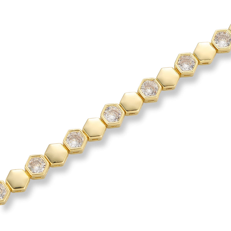 Trudi 14K Gold Hexagonal Tennis Bracelet