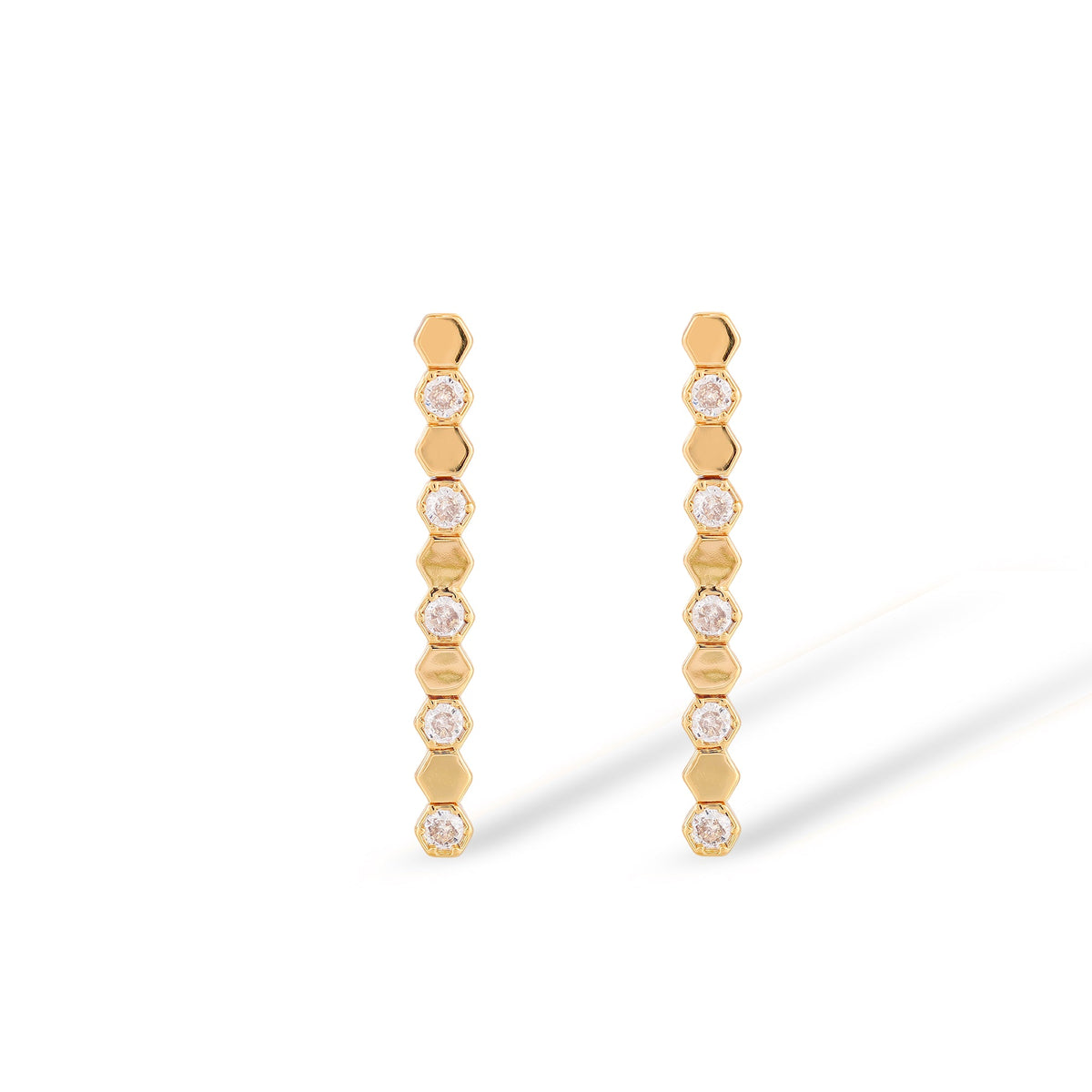 Trudi 14K Gold Hexagonal Earrings