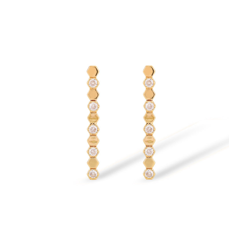 Trudi 14K Gold Hexagonal Earrings