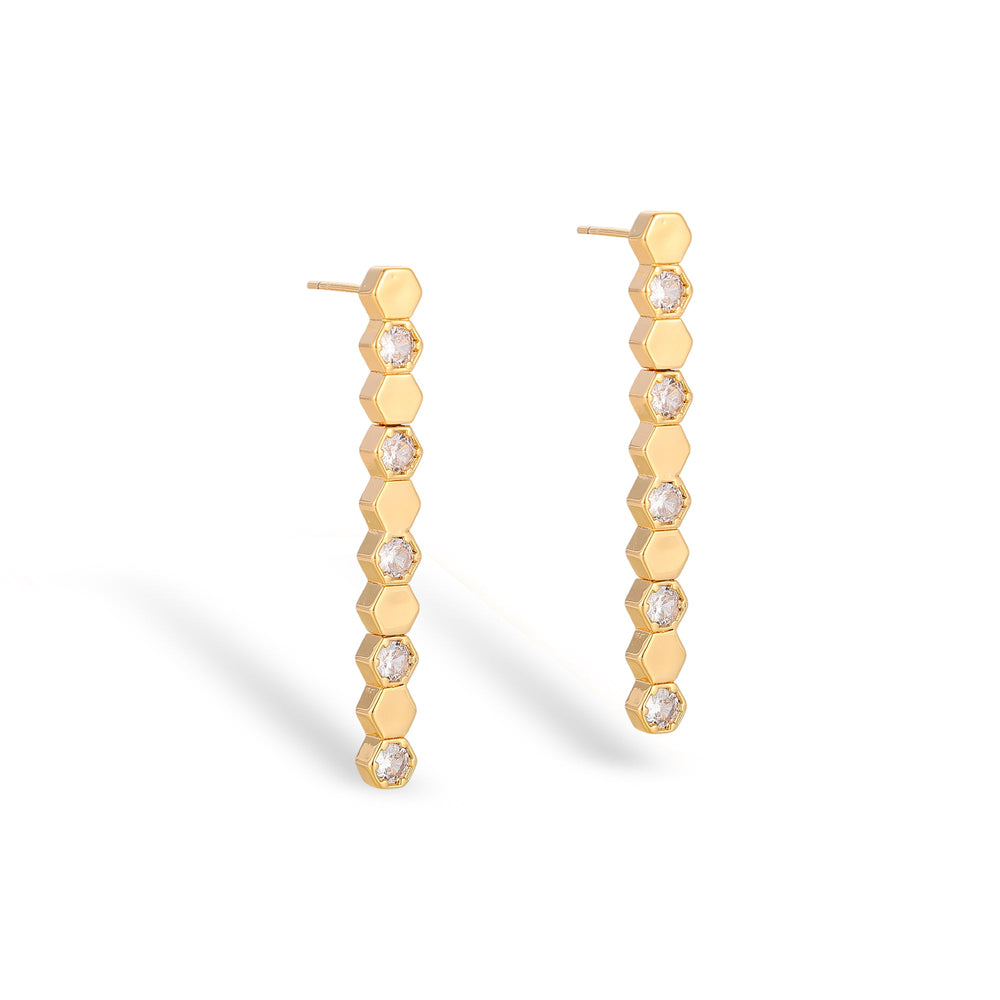 Trudi 14K Gold Hexagonal Earrings