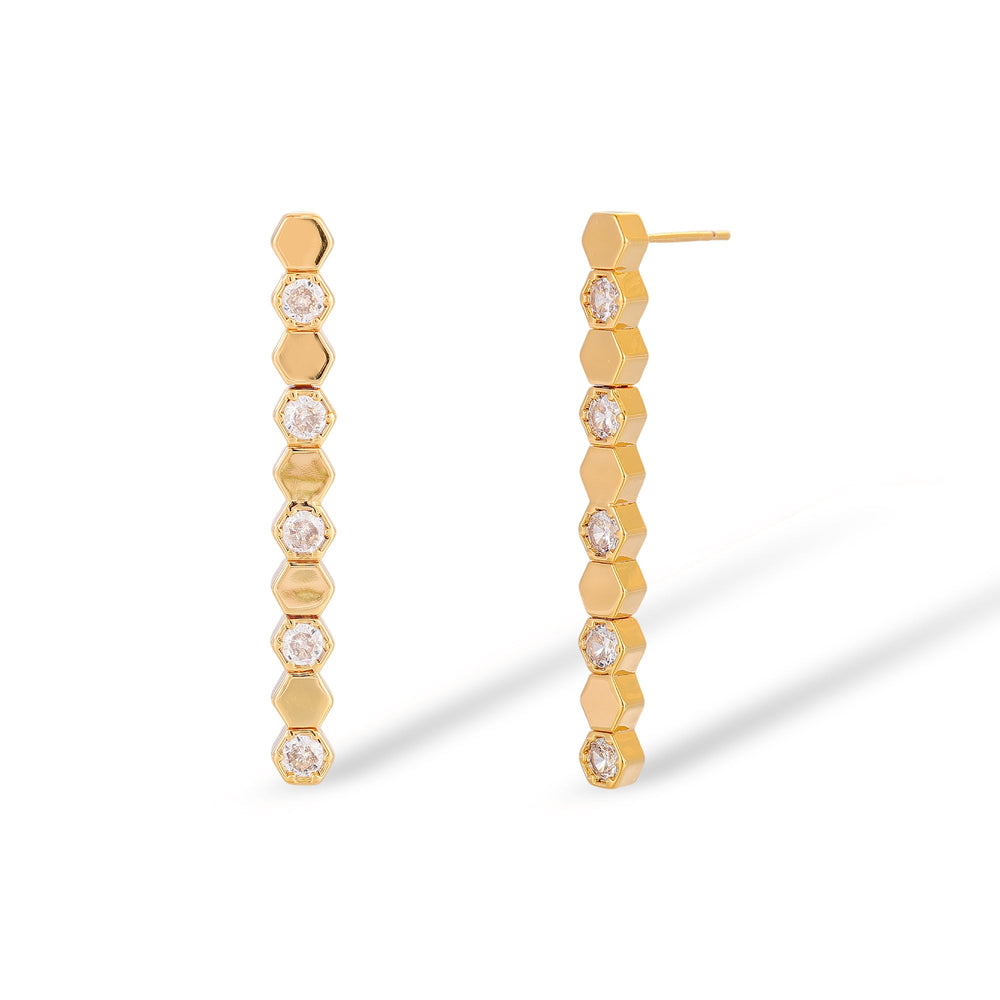 Trudi 14K Gold Hexagonal Earrings