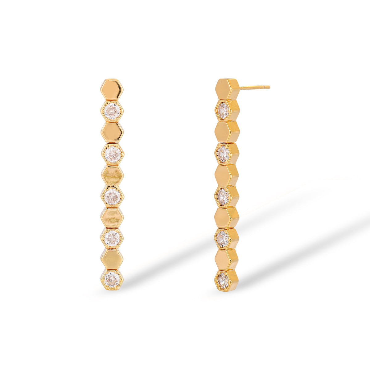 Trudi 14K Gold Hexagonal Earrings