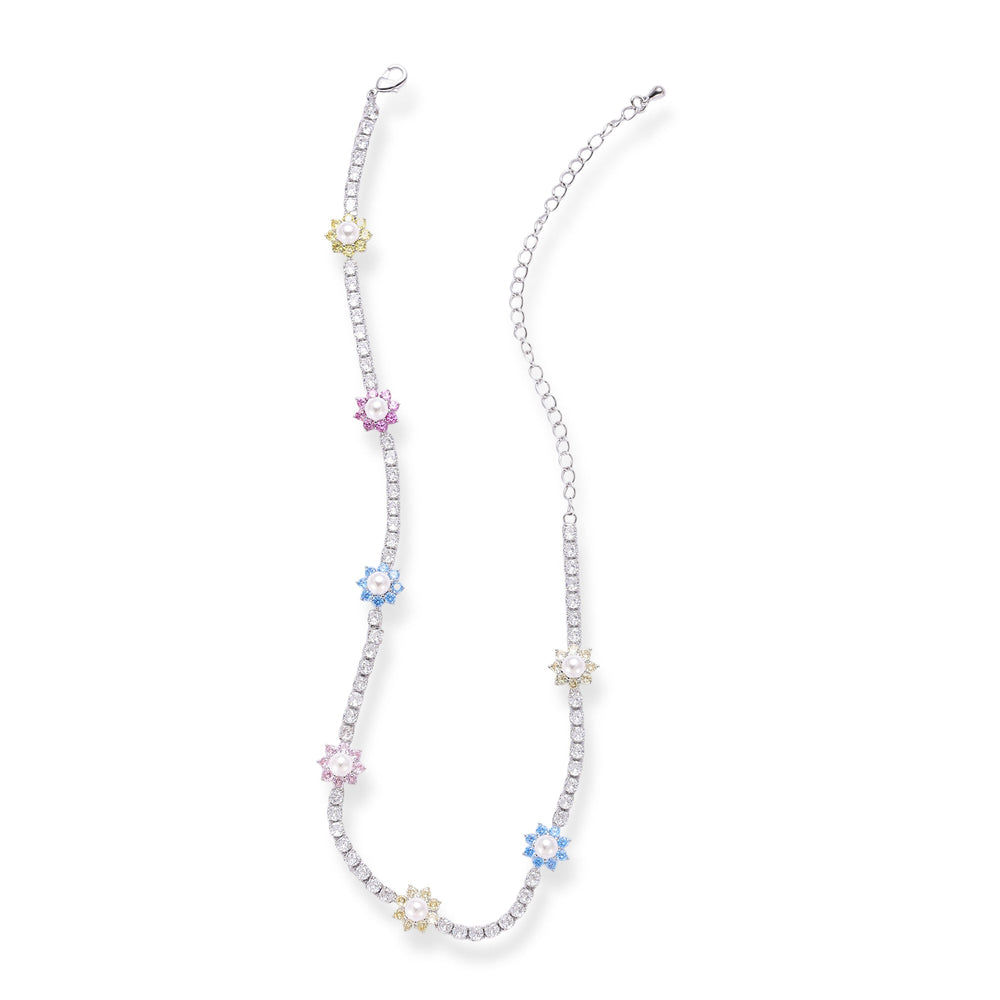 Valentina Multicolor Floral Pearl Choker Necklace
