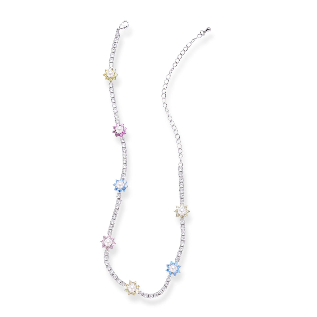 Valentina Multicolor Floral Pearl Choker Necklace