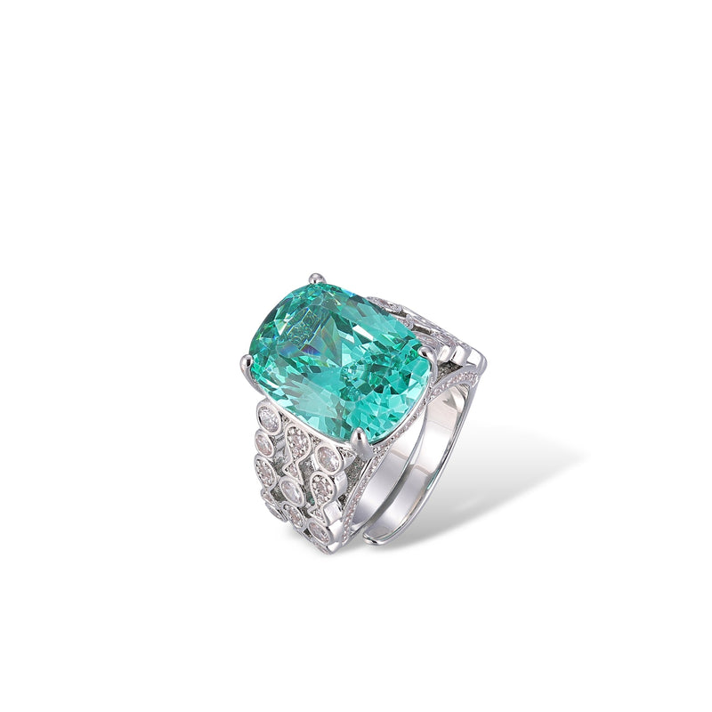 Valeska Blue Cushion Open Ring
