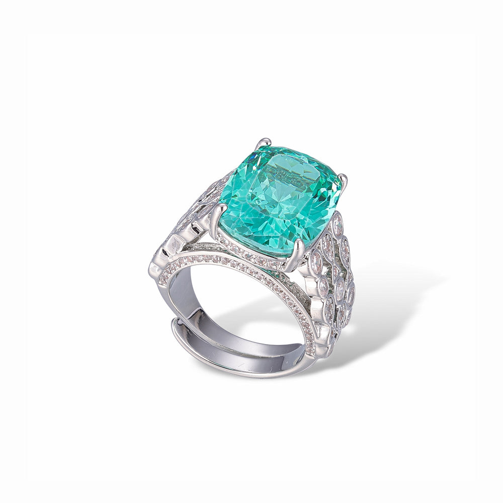 Valeska Blue Cushion Open Ring