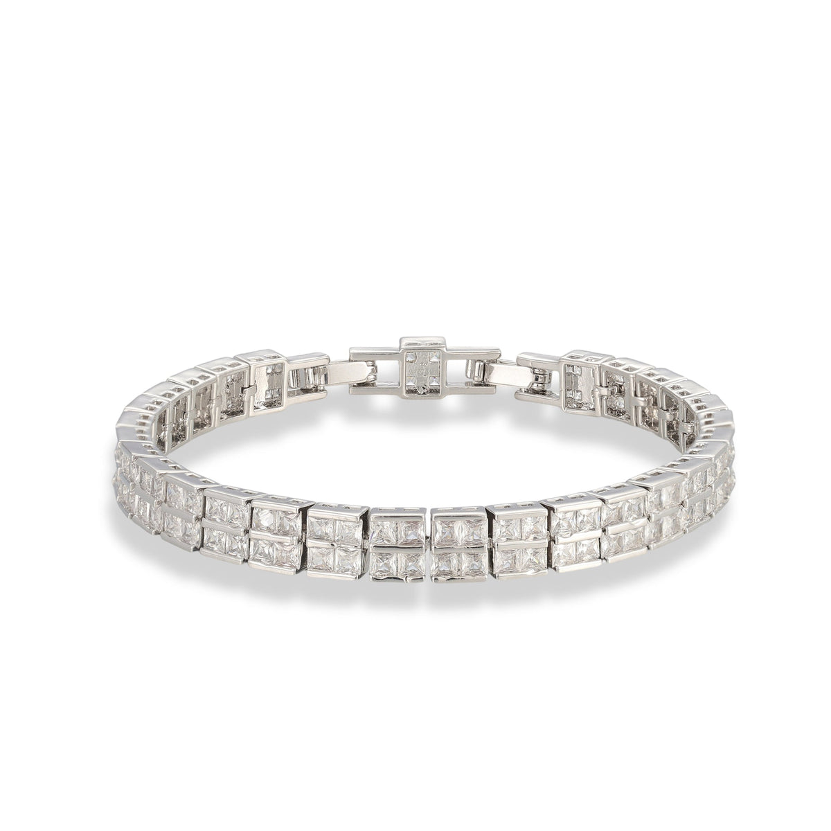 Viola 14K Gold Double Row Square Tennis Bracelet